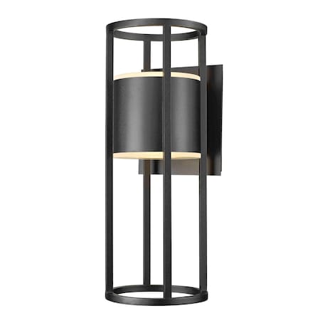 Z-Lite Luca Outdoor Wall, 2-Light, 9.25 In.W x 9.5 In.L x 24 In.H, Black/Etched 517B-BK-LED